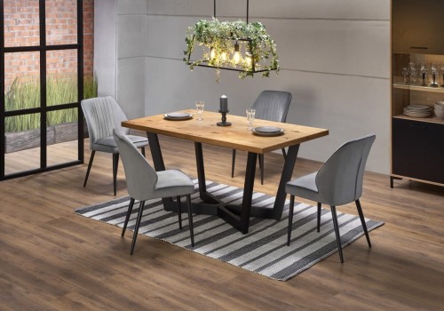 MASSIVE stół rozkładany 160-250x90x77 cm jasny dąb/czarny (2p=1szt)