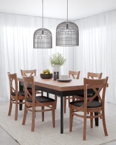 Zestaw skandynawia stół rozkładany 160x90 cm + 6 szt krzeseł k-66