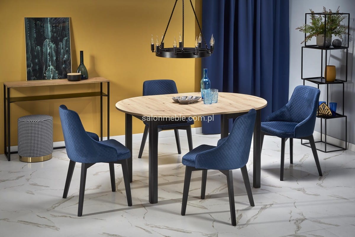 RINGO stół kolor blat dąb artisan, nogi - czarny (102-142x102x76 cm) (2p=1szt)