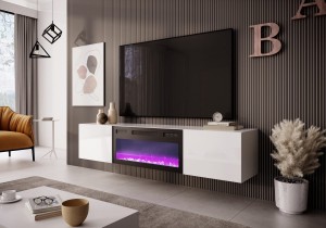 LIVO RTV 180 wisząca z kominkiem biały (2p=1szt)