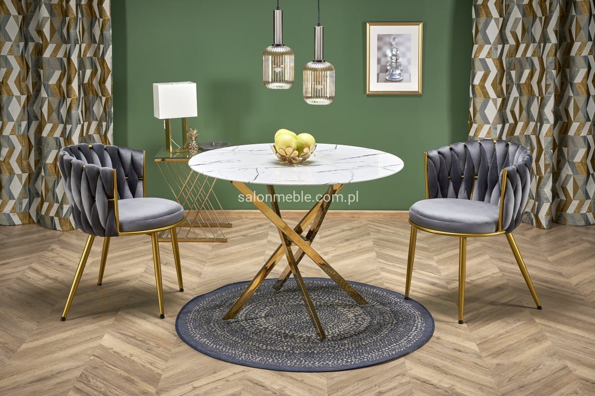 RAYMOND 2 stół, blat - biały marmur, nogi - złoty (2p=1szt)