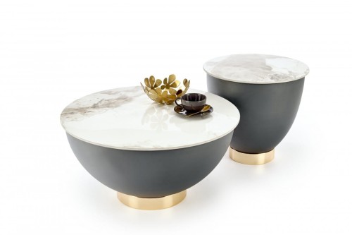 CECILIA ława biały marmur / popielaty / złoty (2p=1szt)