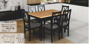 Zestaw stół rozkładany Max 5P 120-150 cm +6 krzeseł NILO