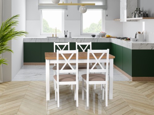 Zestaw stół rozkładany ALBA  I  120-150 cm +6 krzeseł Nilo