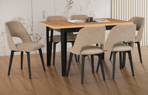 Zestaw stół rozkładany IKON 5 140-180 + 6 krzeseł Monti