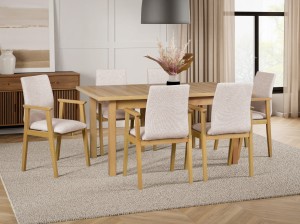 Zestaw stół rozkładany Modena 2 160-200 cm + 6 szt fotel