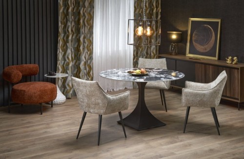 MANUEL stół okrągły,  blat - czarny marmur, noga - czarny (2p=1szt)