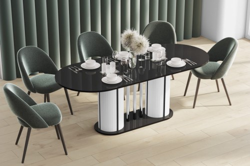 Stół rozkładany CESARO wysoki połysk 160-208 cm 