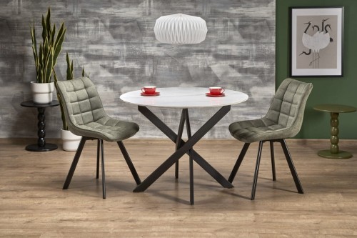 EDGAR 2 stół okrągły, blat - biały marmur, nogi - czarny (2p=1szt)