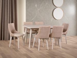Zestaw stół Oslo 6L+ 6 szt krzesła MONTI 5 muszelka