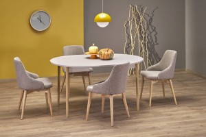 PIVOT stół rozkładany 102-142x102x75 cm, blat - kaszmir, nogi - naturalny (1p=1szt)