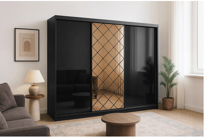 Szafa KARO 250 cm szkło szlifowane miedziane  białe lub czarne