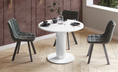 Stół okrągły rozkładany Solo LUX wysoki połysk fi 100-144 cm