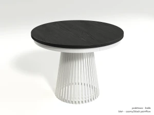 Stół okrągły z lamelami fi 100 rozkładany do 180 cm biało czarny