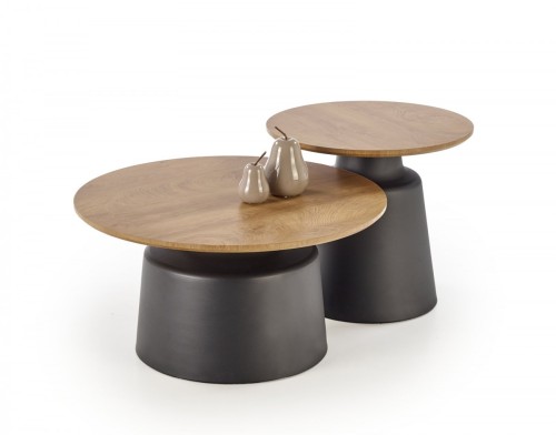 MALOMI zestaw 2 ław, naturalny/czarny (2p=1szt)