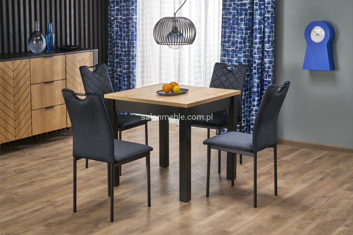 QUBIK stół rozkładany 80-200/80/76 cm dąb artisan/czarny (2p=1szt)