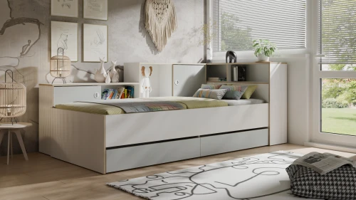 Łóżko  z szufladami i wnęką PINIO 90/200 