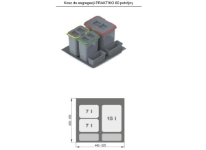 Kosz do segregacji 60 potrójny