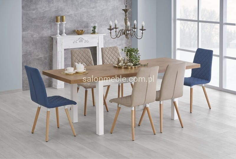 TIAGO stół rozkładany 140-220/80 blat: dąb lancelot, nogi: biały (2p=1szt)