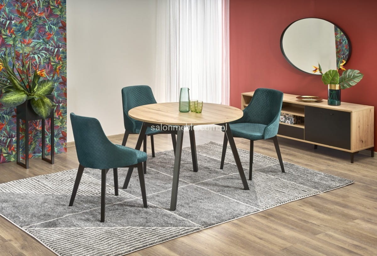 RUBEN stół kolor blat - dąb artisan, nogi - czarny (102-142x102x75 cm) (2p=1szt)